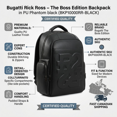 BUGATTI Rick Ross - The Boss Edition Backpack - PU Phantom black (BKP1000RR-BLACK) - Cartouches Certifiees