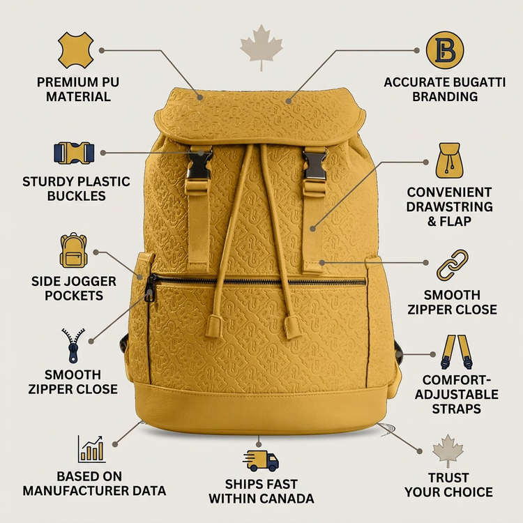 BUGATTI Rick Ross - The Boss Edition Backpack - PU Voltage Yellow (BKP1005RR-YELLOW) - Cartouches Certifiees