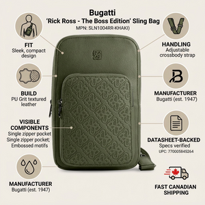 BUGATTI Rick Ross - The Boss Edition Sling Bag - PU Grit Green (SLN1004RR-KHAKI) - Cartouches Certifiees