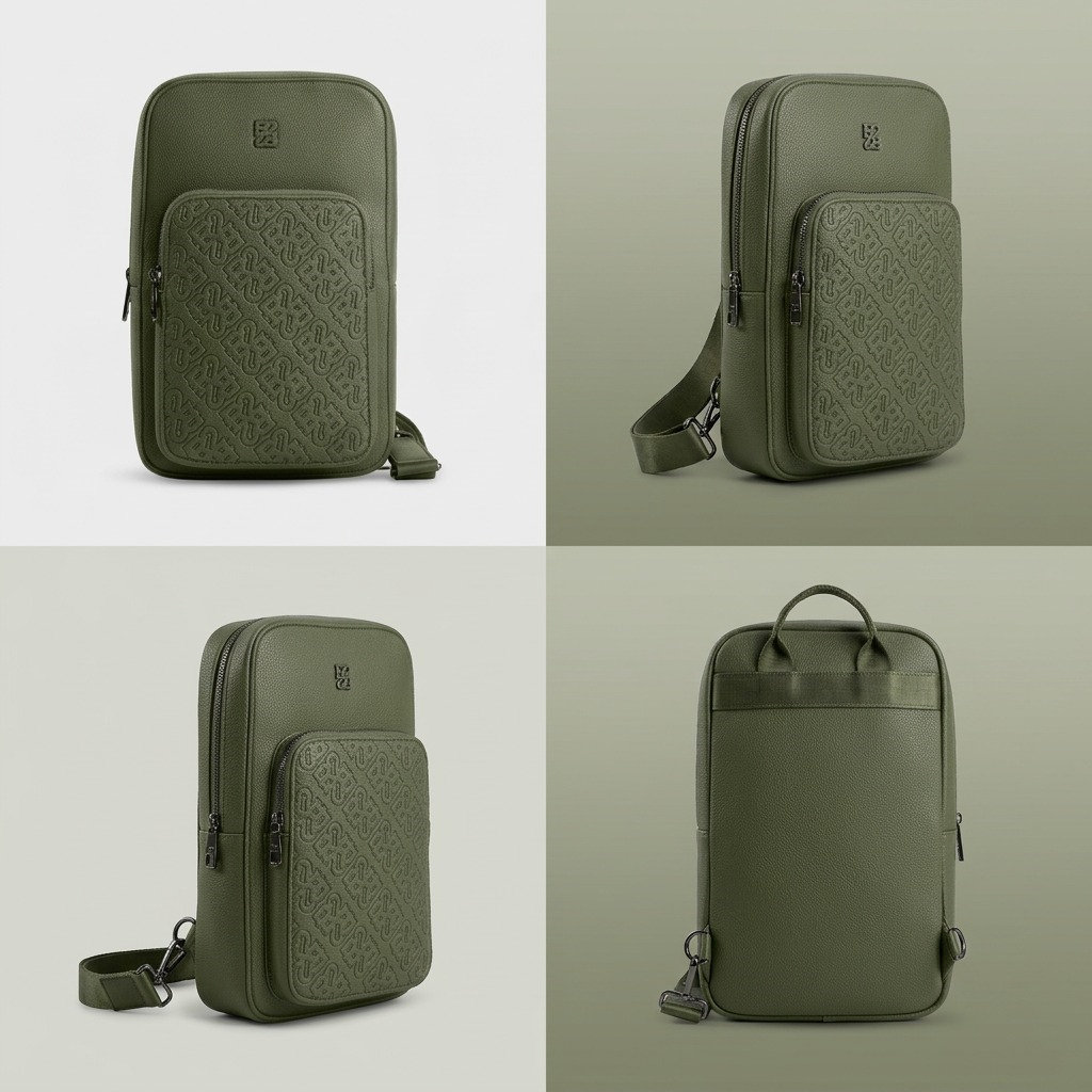 BUGATTI Rick Ross - The Boss Edition Sling Bag - PU Grit Green (SLN1004RR-KHAKI) - Cartouches Certifiees