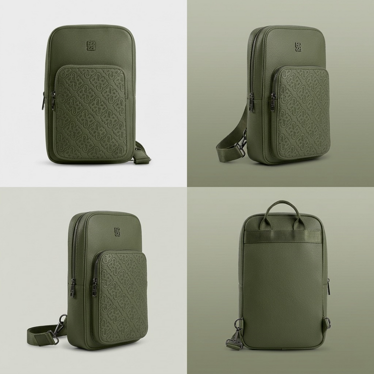 BUGATTI Rick Ross - The Boss Edition Sling Bag - PU Grit Green (SLN1004RR-KHAKI) - Cartouches Certifiees