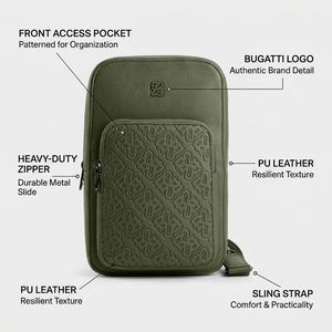 BUGATTI Rick Ross - The Boss Edition Sling Bag - PU Grit Green (SLN1004RR-KHAKI) - Cartouches Certifiees