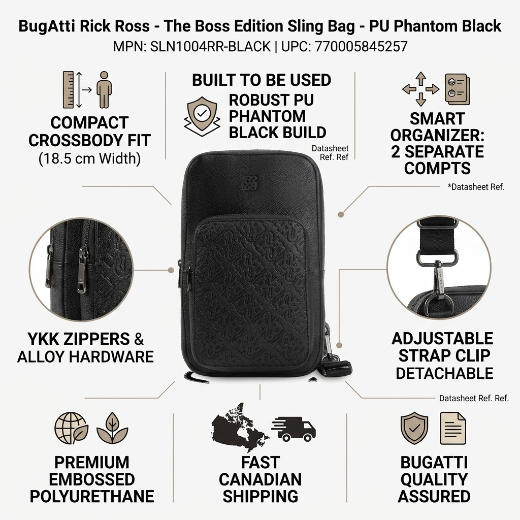 BUGATTI Rick Ross - The Boss Edition Sling Bag - PU Phantom Black (SLN1004RR-BLACK) - Cartouches Certifiees