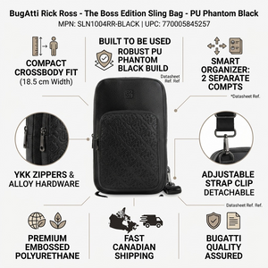 BUGATTI Rick Ross - The Boss Edition Sling Bag - PU Phantom Black (SLN1004RR-BLACK) - Cartouches Certifiees