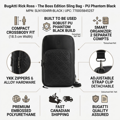 BUGATTI Rick Ross - The Boss Edition Sling Bag - PU Phantom Black (SLN1004RR-BLACK) - Cartouches Certifiees