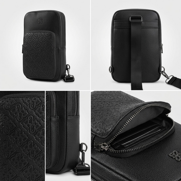 BUGATTI Rick Ross - The Boss Edition Sling Bag - PU Phantom Black (SLN1004RR-BLACK) - Cartouches Certifiees