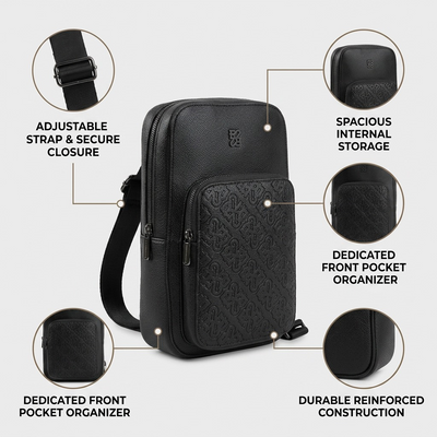 BUGATTI Rick Ross - The Boss Edition Sling Bag - PU Phantom Black (SLN1004RR-BLACK) - Cartouches Certifiees