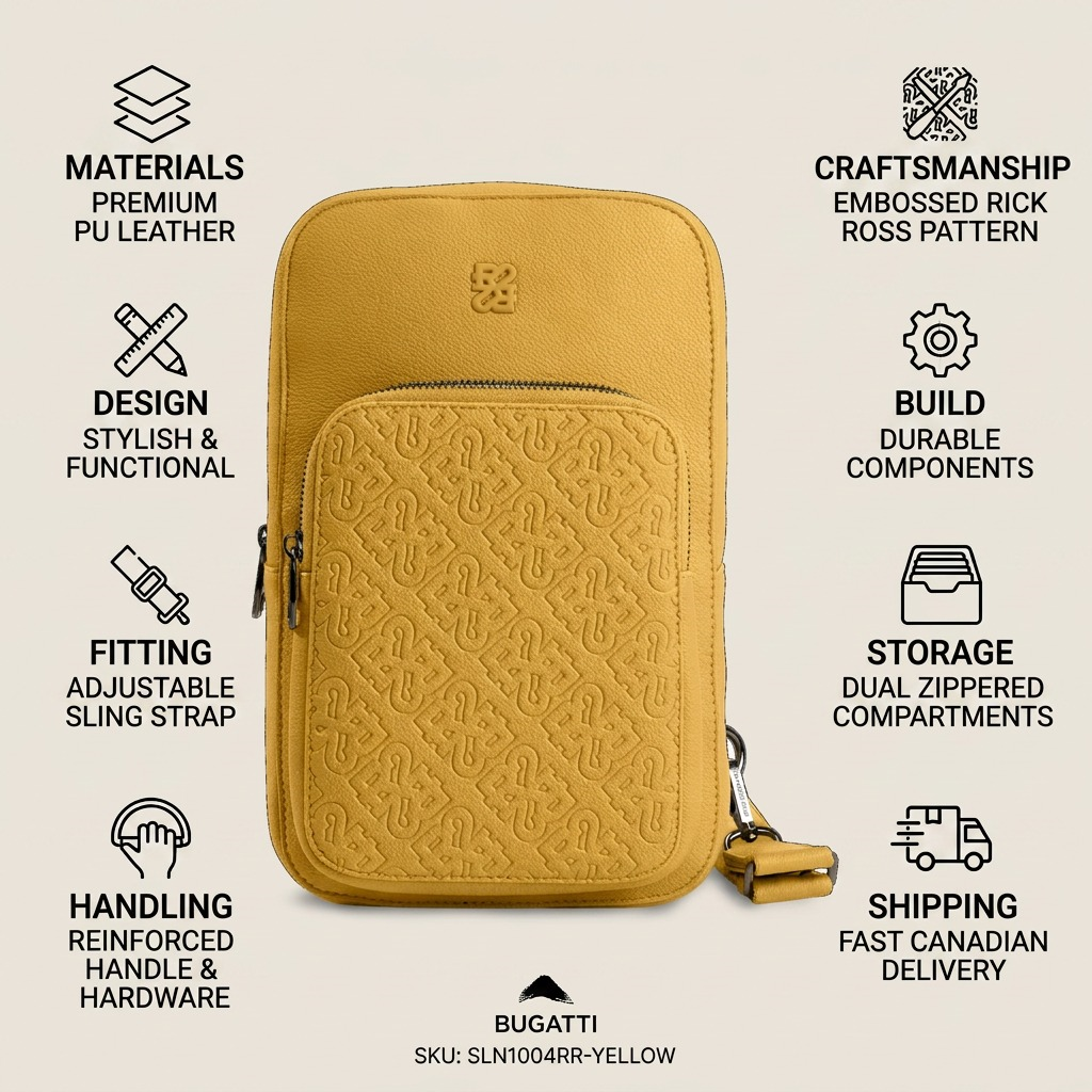 BUGATTI Rick Ross - The Boss Edition Sling Bag - PU Voltage Yellow (SLN1004RR-YELLOW) - Cartouches Certifiees