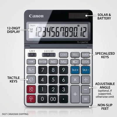 CANON TS-1200TSC Silver/Black 12-Digit Display (2468C004) - Cartouches Certifiees