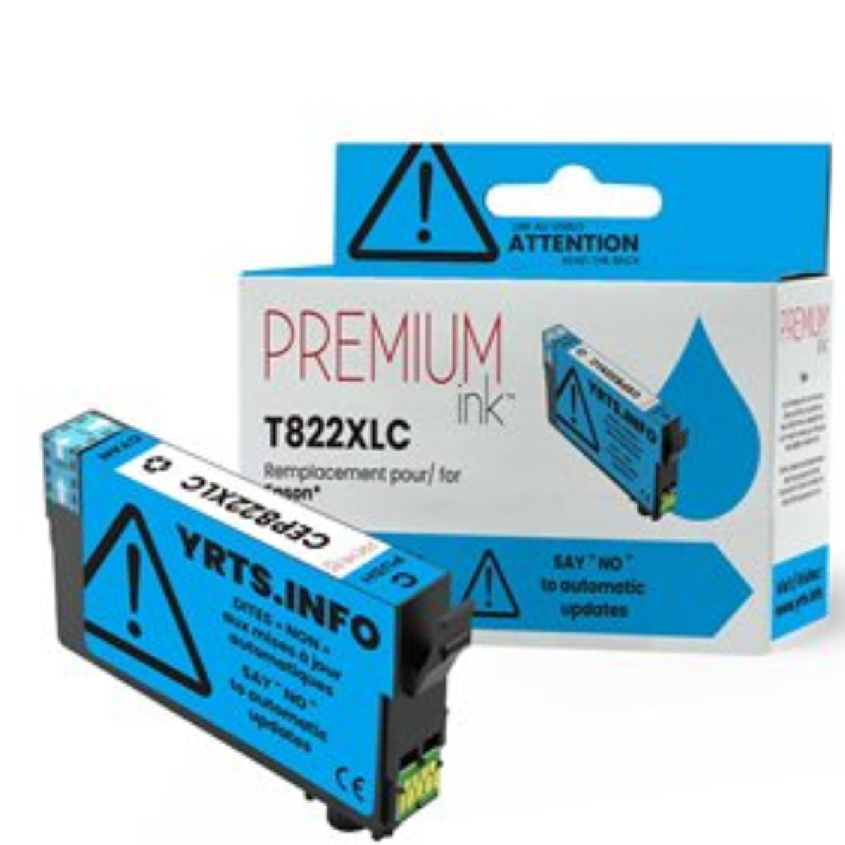 Compatible EPSON T822XL (T822XL220) Cyan Inkjet Cartridge Premium Quality - Cartouches Certifiées