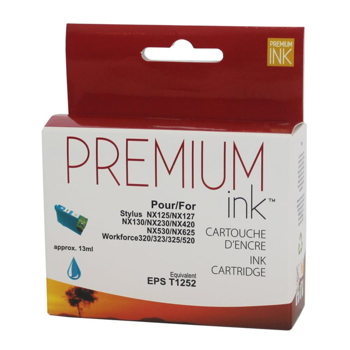 Compatible EPSON T125 (T125220-S) Cyan Inkjet Cartridge Premium Quality - Cartouches Certifiées