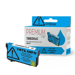 Compatible EPSON T802XL (T802XL220) Cyan Inkjet Cartridge Premium Quality - Cartouches Certifiées