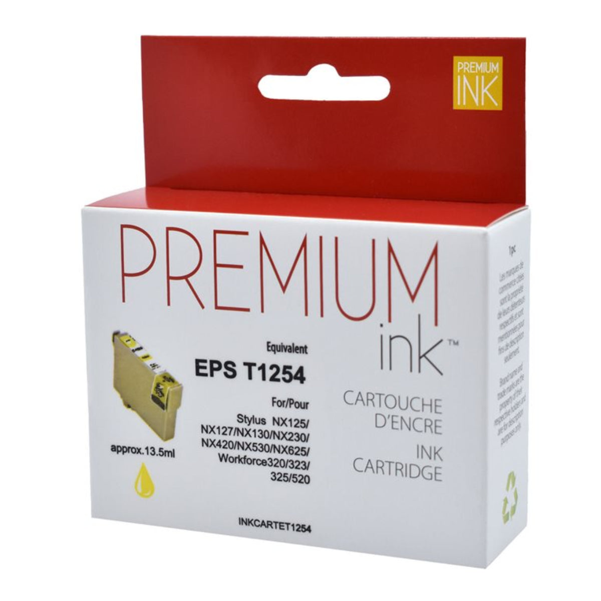 Compatible EPSON T125 (T125420-S) Yellow Inkjet Cartridge Premium Quality - Cartouches Certifiées