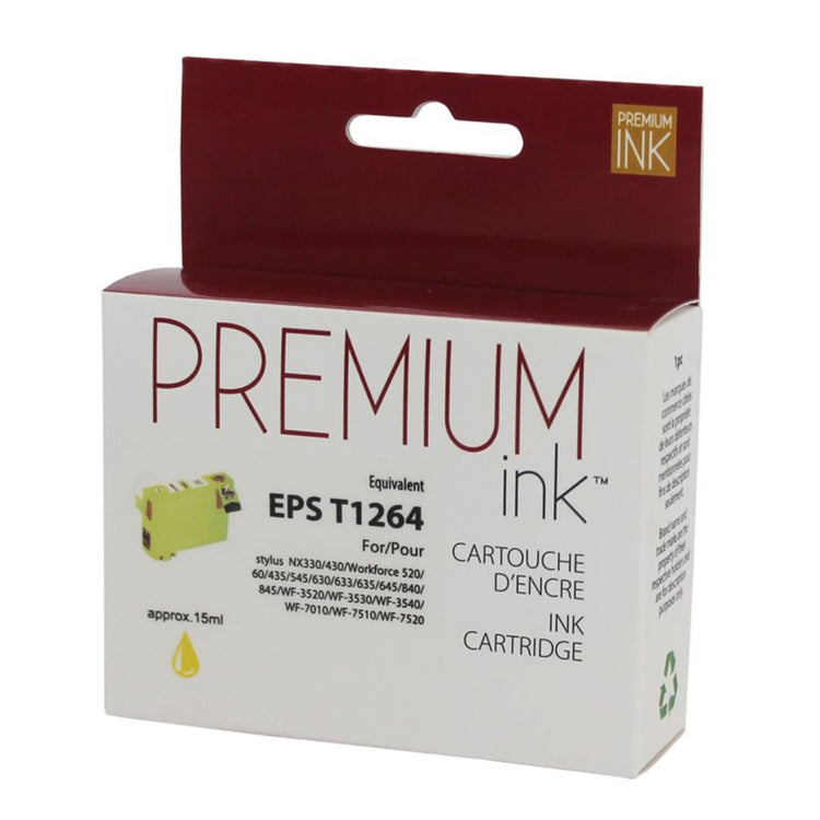 Compatible EPSON T126 (T126420-S) Yellow Inkjet Cartridge Premium Quality - Cartouches Certifiées