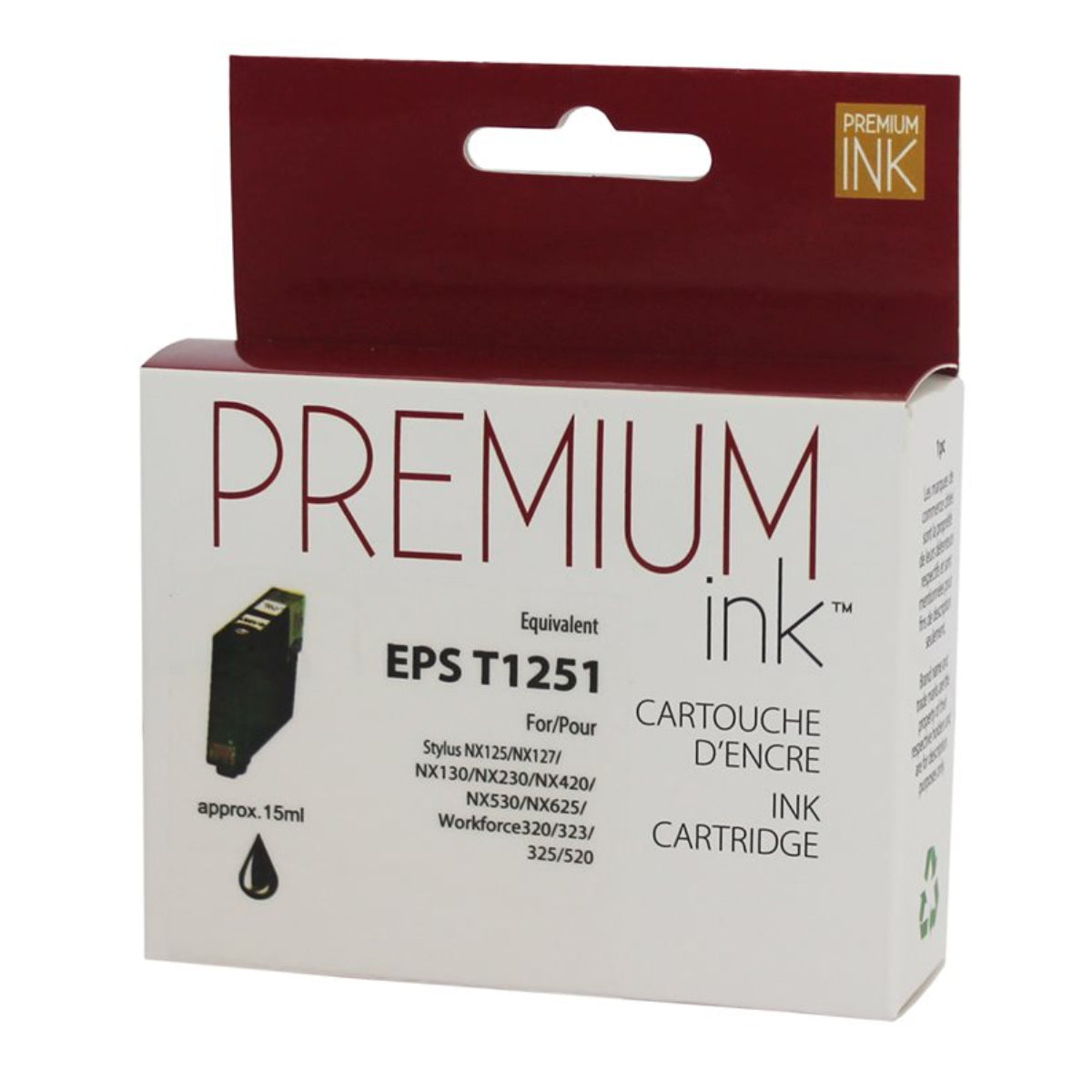 Compatible EPSON T125 (T125120-S) Black Inkjet Cartridge Premium Quality - Cartouches Certifiées