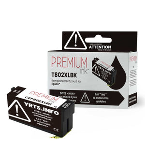Compatible EPSON T802XL (T802XL120) Black Inkjet Cartridge Premium Quality - Cartouches Certifiées
