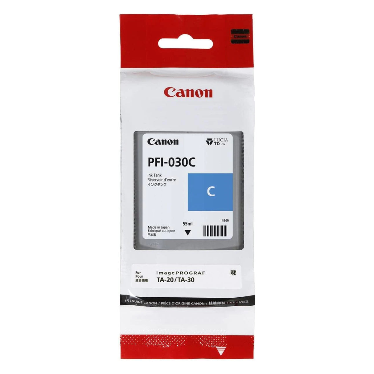 CANON PFI-030 55ml (3490C001) Cyan Original Inkjet Cartridge - Cartouches Certifiées