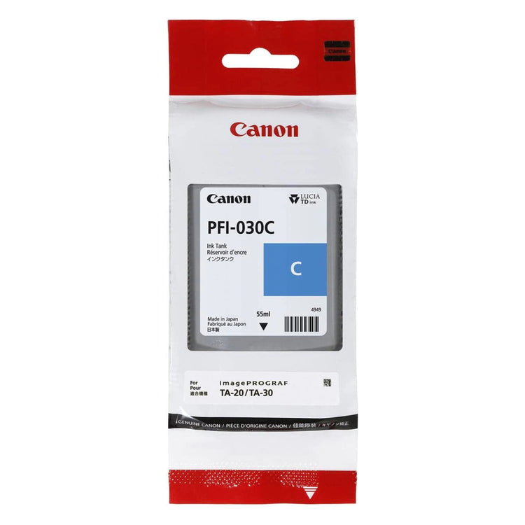 CANON PFI-030 55ml (3490C001) Cyan Original Inkjet Cartridge - Cartouches Certifiées