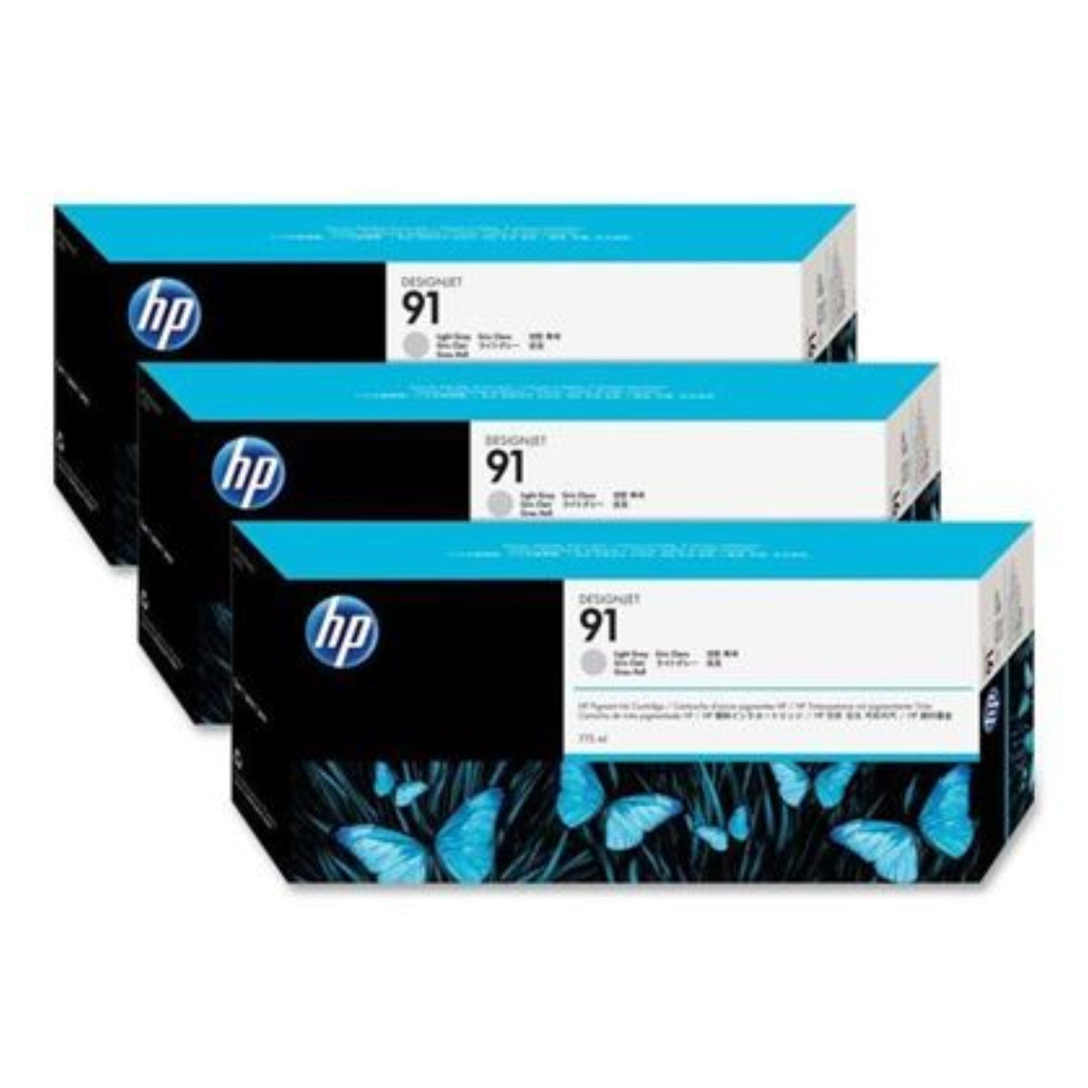 HP 91 775ml (C9482A) 3 Pack Light Gray Original Inkjet Cartridge - Cartouches Certifiées
