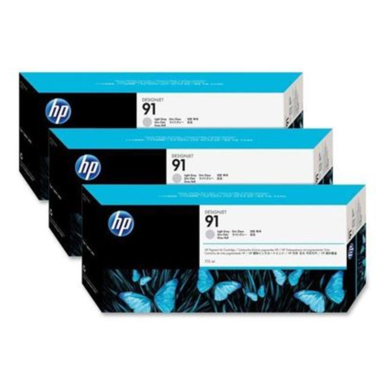 HP 91 775ml (C9482A) 3 Pack Light Gray Original Inkjet Cartridge - Cartouches Certifiées