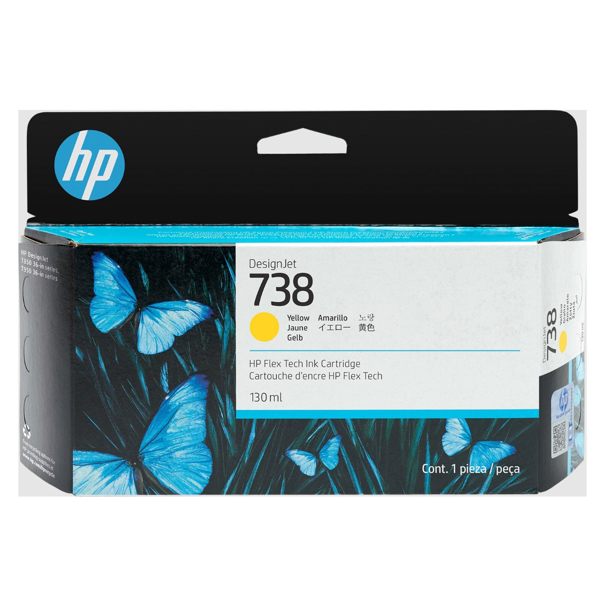 HP 738-130ml (498N7A) Yellow Original Inkjet Cartridge - Cartouches Certifiées