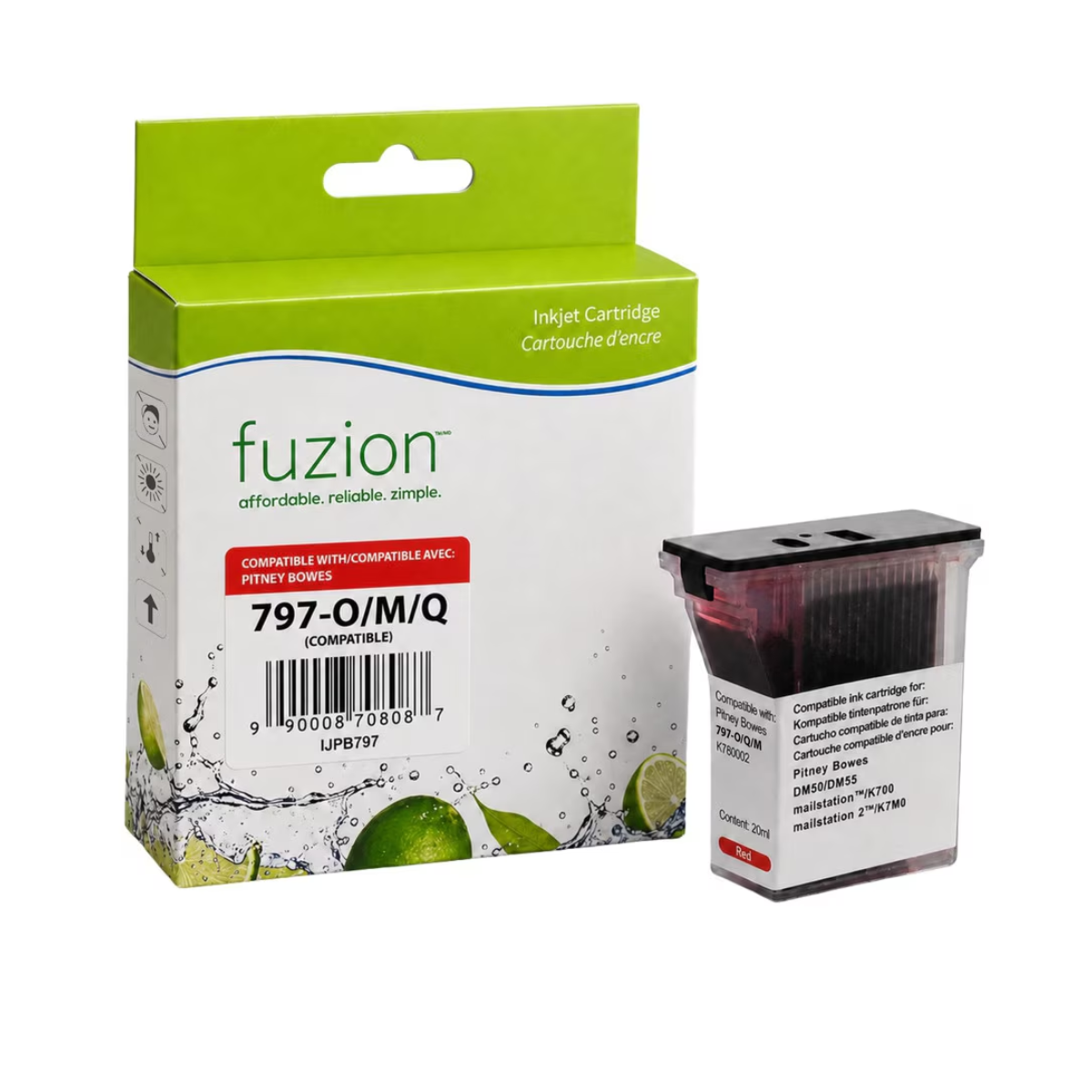 Refurbished PITNEY BOWES 797-0 Red Inkjet Cartridge