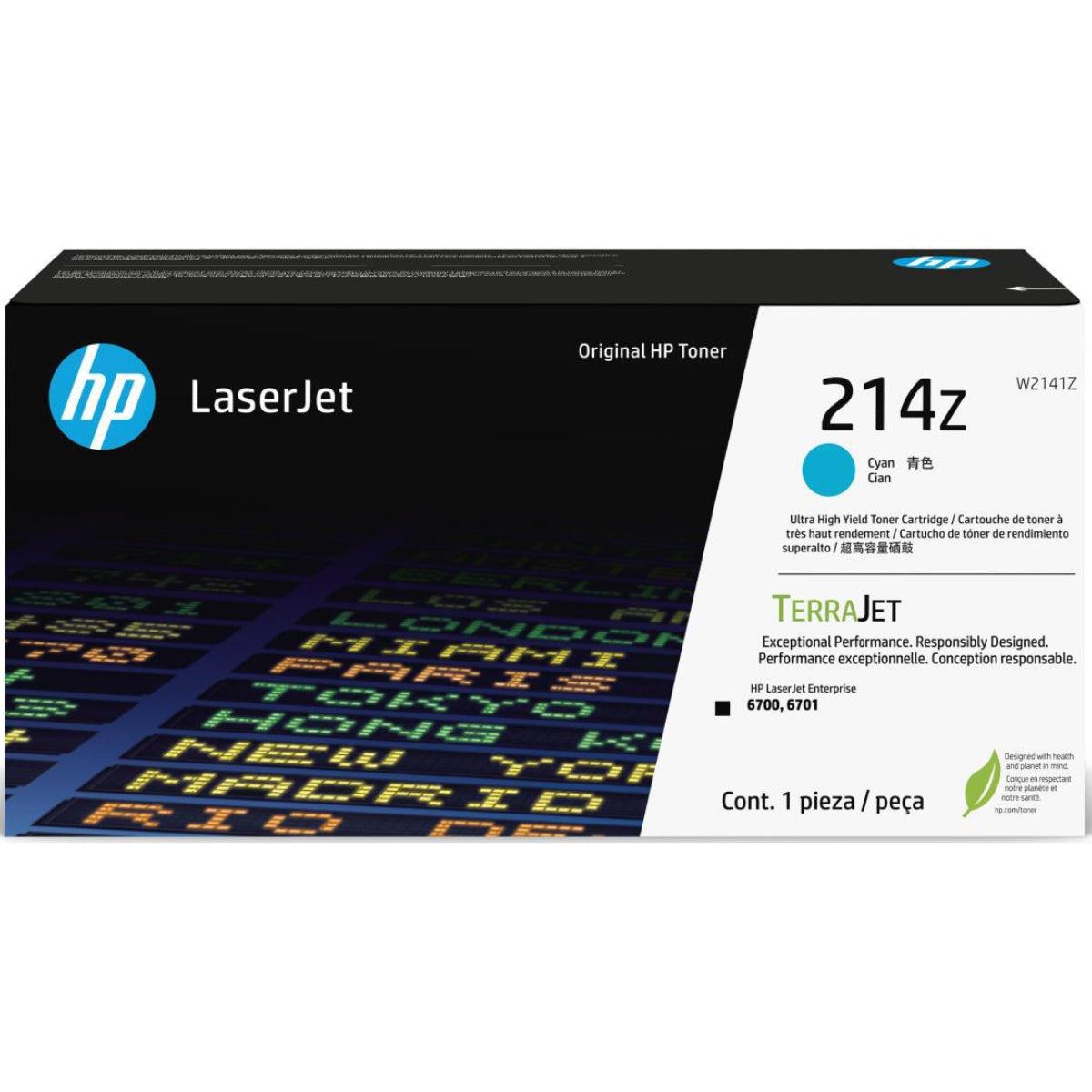 HP W2141Z (214Z) Cyan Original Toner Cartridge - Cartouches Certifiées