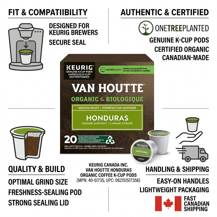 COFFEE-K CUP VAN HOUTTE HONDURAS EXTRA BOLD MEDIUM ROAST 20/BX - Cartouches Certifiees