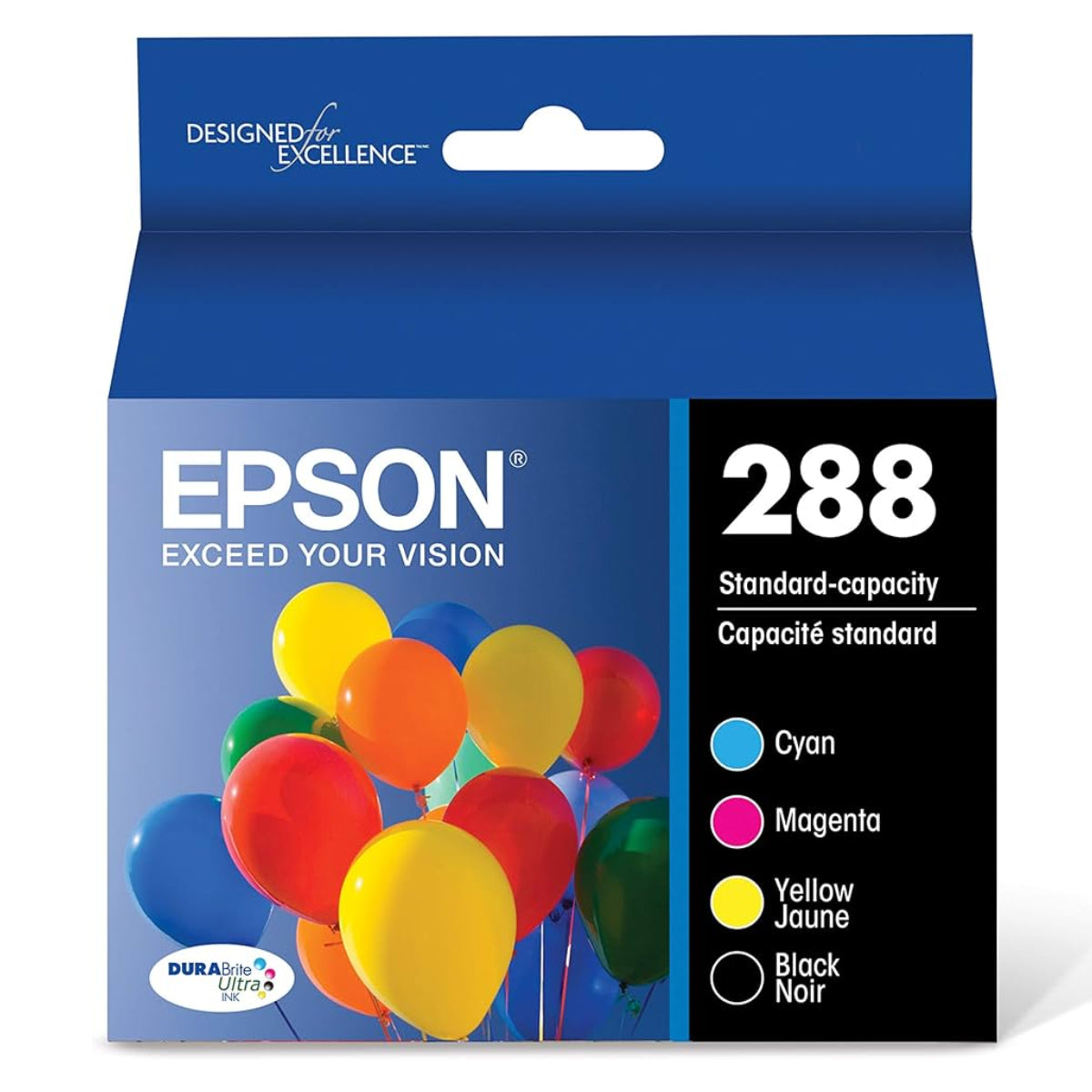 EPSON T288 (T288120-BCS) 4-Pack Black and Color Original Inkjet Cartridge - Cartouches Certifiées