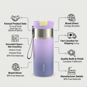 Contigo 16 oz Tween Dual Sip Ombre w strap - Lilac Pulse - Tween - Cartouches Certifiees