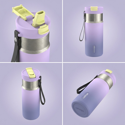 Contigo 16 oz Tween Dual Sip Ombre w strap - Lilac Pulse - Tween - Cartouches Certifiees