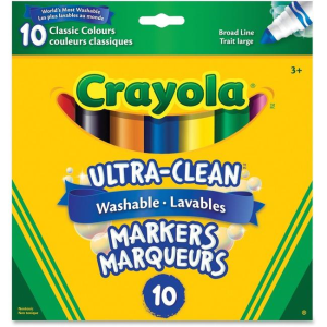 CRAYOLA CANADA 10 Ultra–Clean Wash Markers, Classic (56-7910) - Cartouches Certifiees