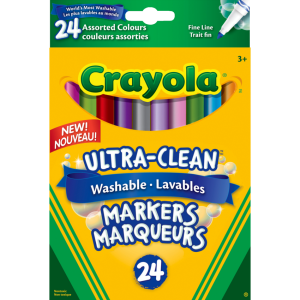 CRAYOLA CANADA 24 Washable Fine Line, Assorted (56-8524) - Cartouches Certifiees