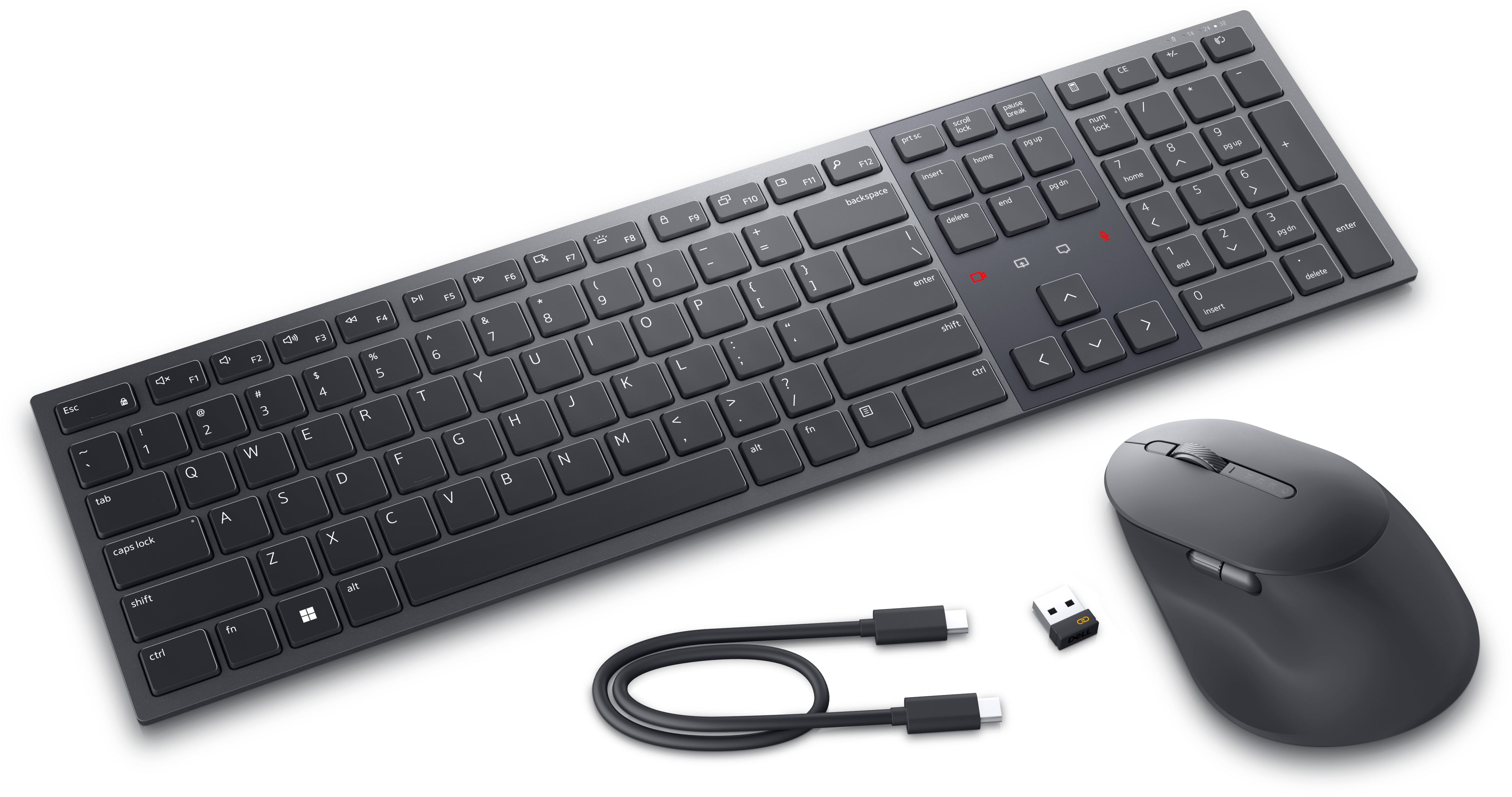 DELL KM900 keyboard Mouse included Office RF Wireless + Bluetooth QWERTY US English Graphite (KM900-GR-US) - Cartouches Certifiees