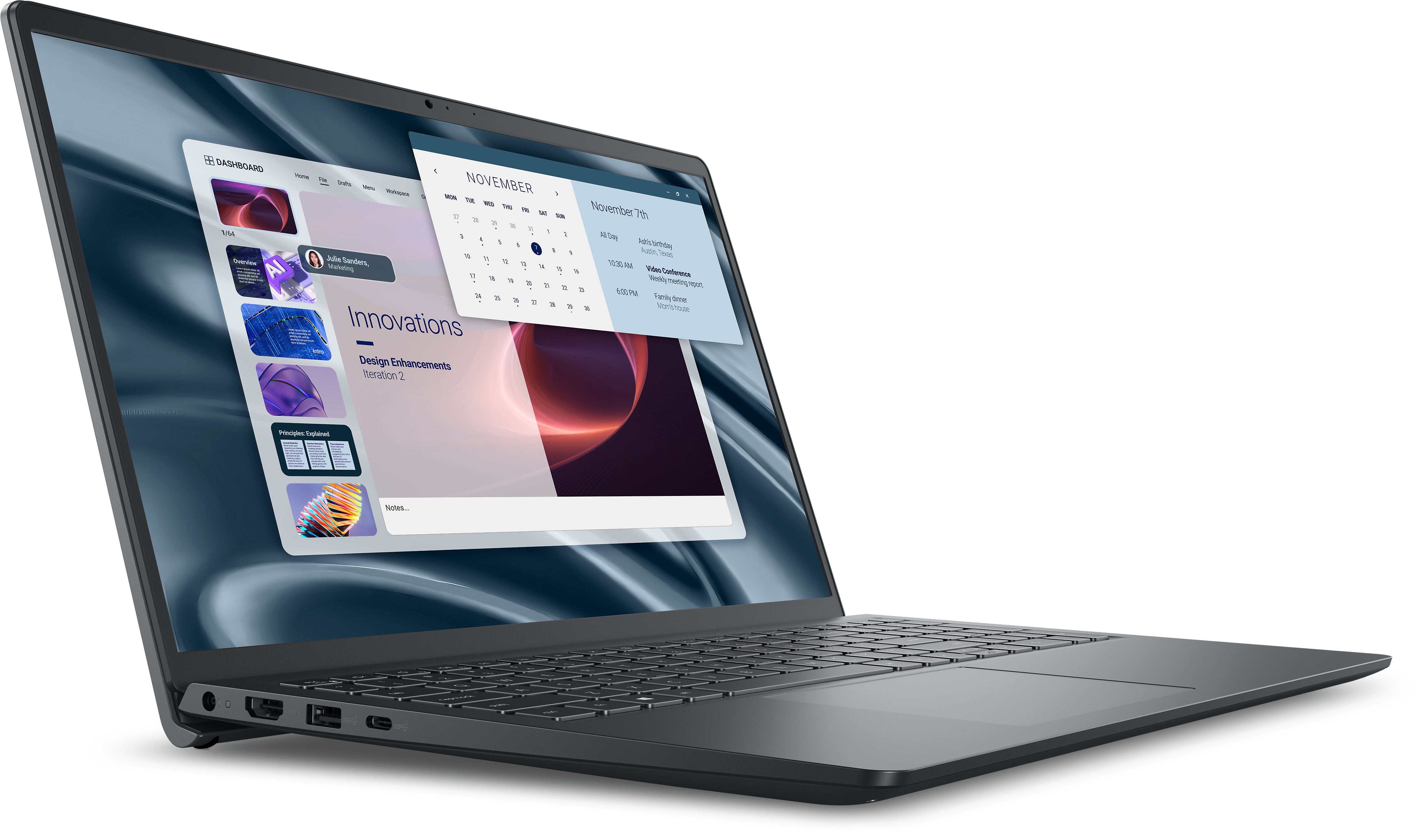 DELL Pro 15 Essential PV15255 AMD Ryzen™ 5 7520U Laptop 39.6 cm (15.6") Full HD 8 GB LPDDR5-SDRAM 512 GB SSD Wi-Fi 5 (802.11ac) Windows 11 Pro US English Black (C6VK7) - Cartouches Certifiees