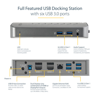 StarTech.com DK30A2DHU station d'accueil Avec fil USB 3.2 Gen 1 (3.1 Gen 1) Type-B Noir, Gris - Image 11