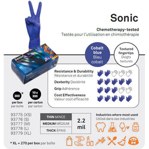 Aurelia Sonic 2.2mil Nitrile Gloves - Cobalt Blue - Case of 10 boxes - Stopgerms