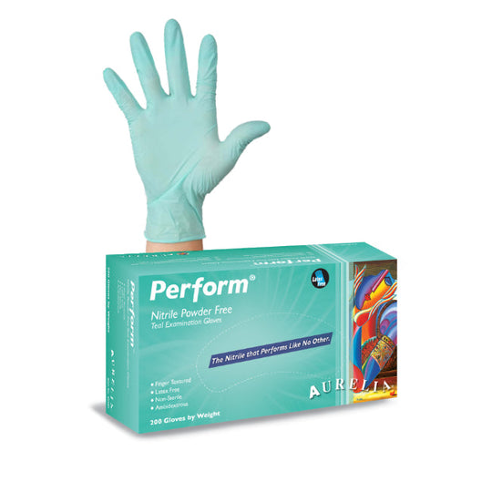 Aurelia Perform 2.5mil Nitrile Gloves - Aqua - Case of 10 boxes