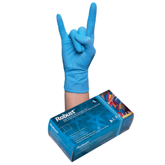 Aurelia Robust 5mil Nitrile Gloves - Blue - Case of 10 boxes