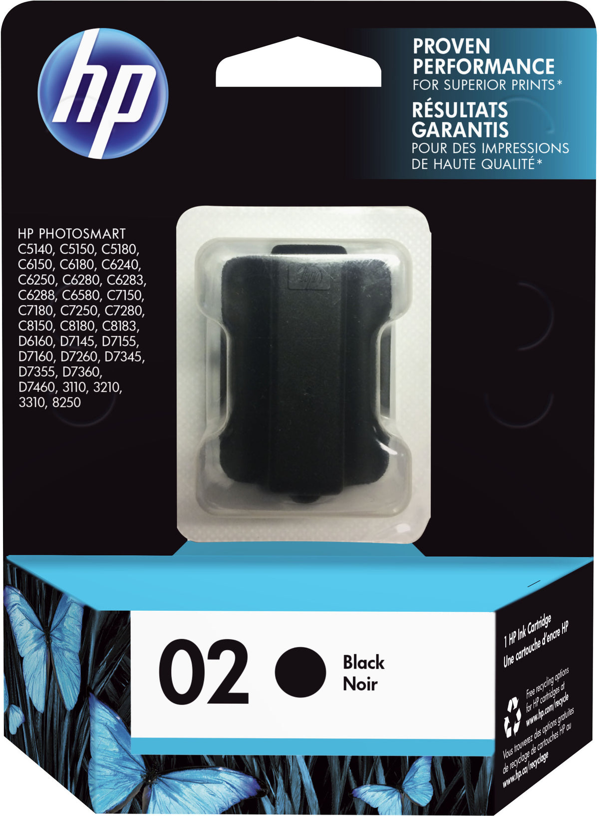 HP 02 (C8721WN) Black Original Inkjet Cartridge - Cartouches Certifiees