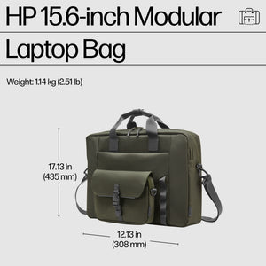 HP 15.6 Modular Laptop Bag 39.6 cm (15.6") Messenger case Green, Grey (9J497AA) - Cartouches Certifiees