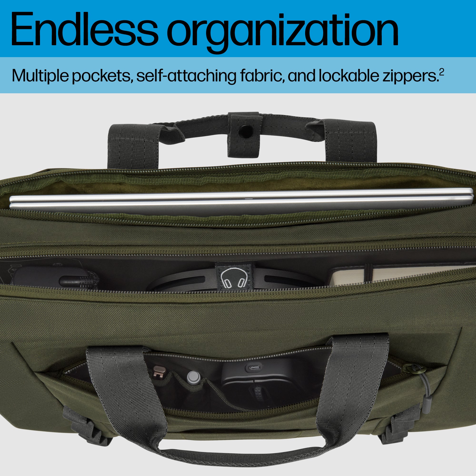 HP 15.6 Modular Laptop Bag 39.6 cm (15.6") Messenger case Green, Grey (9J497AA) - Cartouches Certifiees