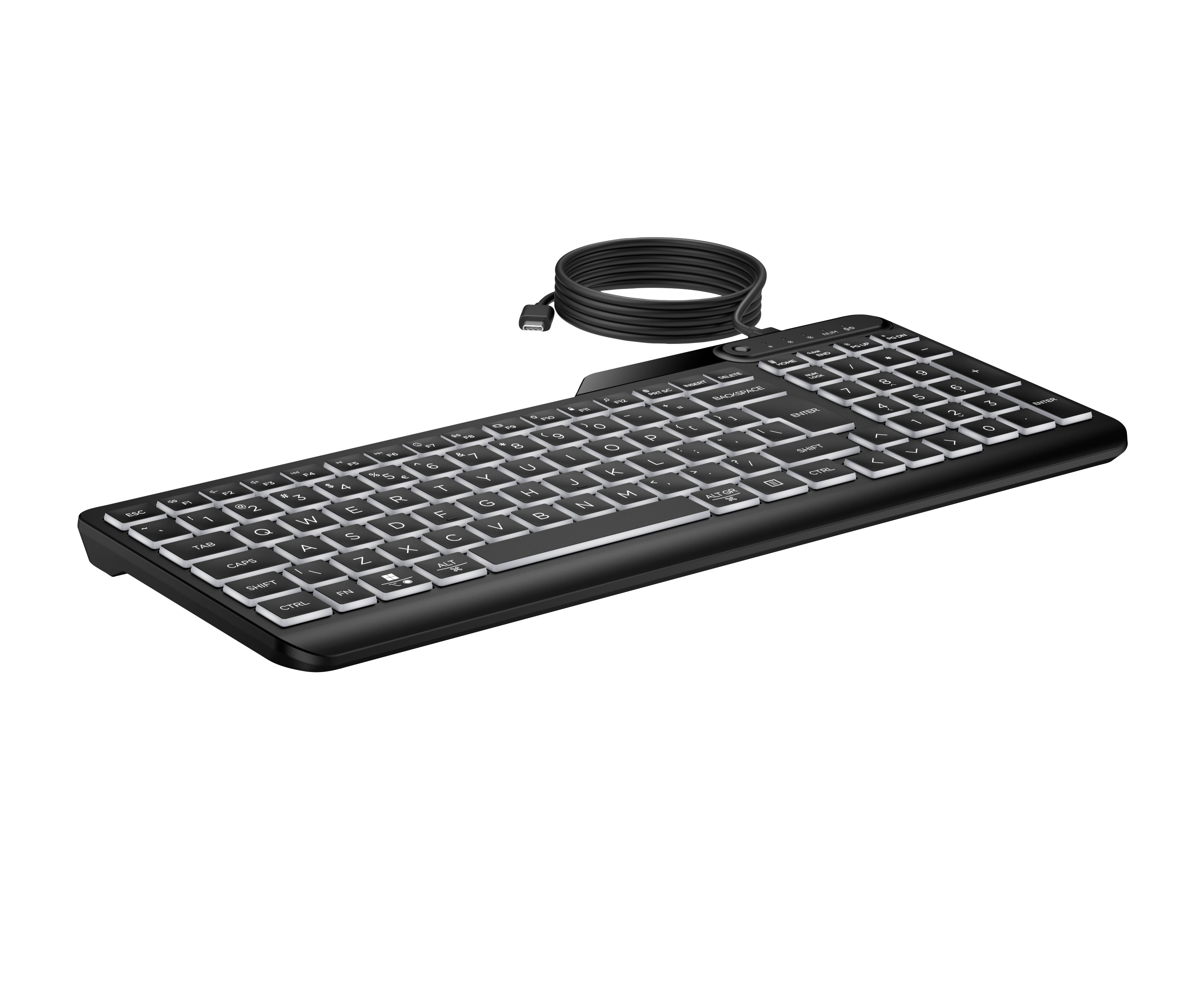 HP 405 Backlit Wired keyboard Home USB Black (7N7C1UT#ABA) - Cartouches Certifiees