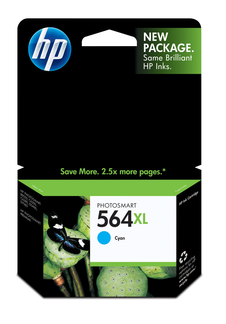 HP 564XL (CB323WN) Cyan Original Inkjet Cartridge - Cartouches Certifiees