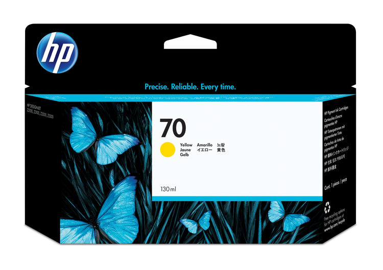 HP 70 - 130ml (C9454A) Yellow Original Inkjet Cartridge - Cartouches Certifiees