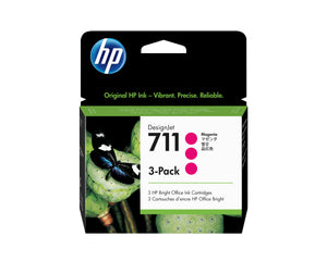HP 711 - 29ml (CZ135A) Magenta 3-Pack Original Inkjet Cartridge - Cartouches Certifiees