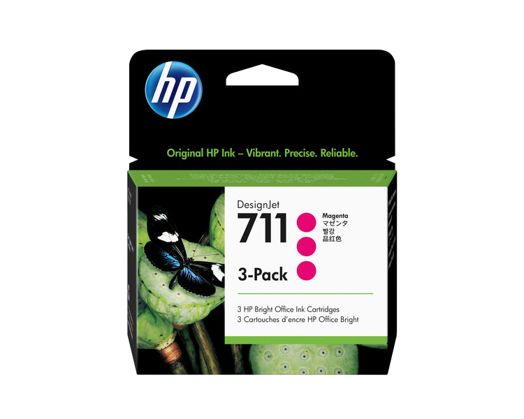 HP 711 - 29ml (CZ135A) Magenta 3-Pack Original Inkjet Cartridge - Cartouches Certifiees