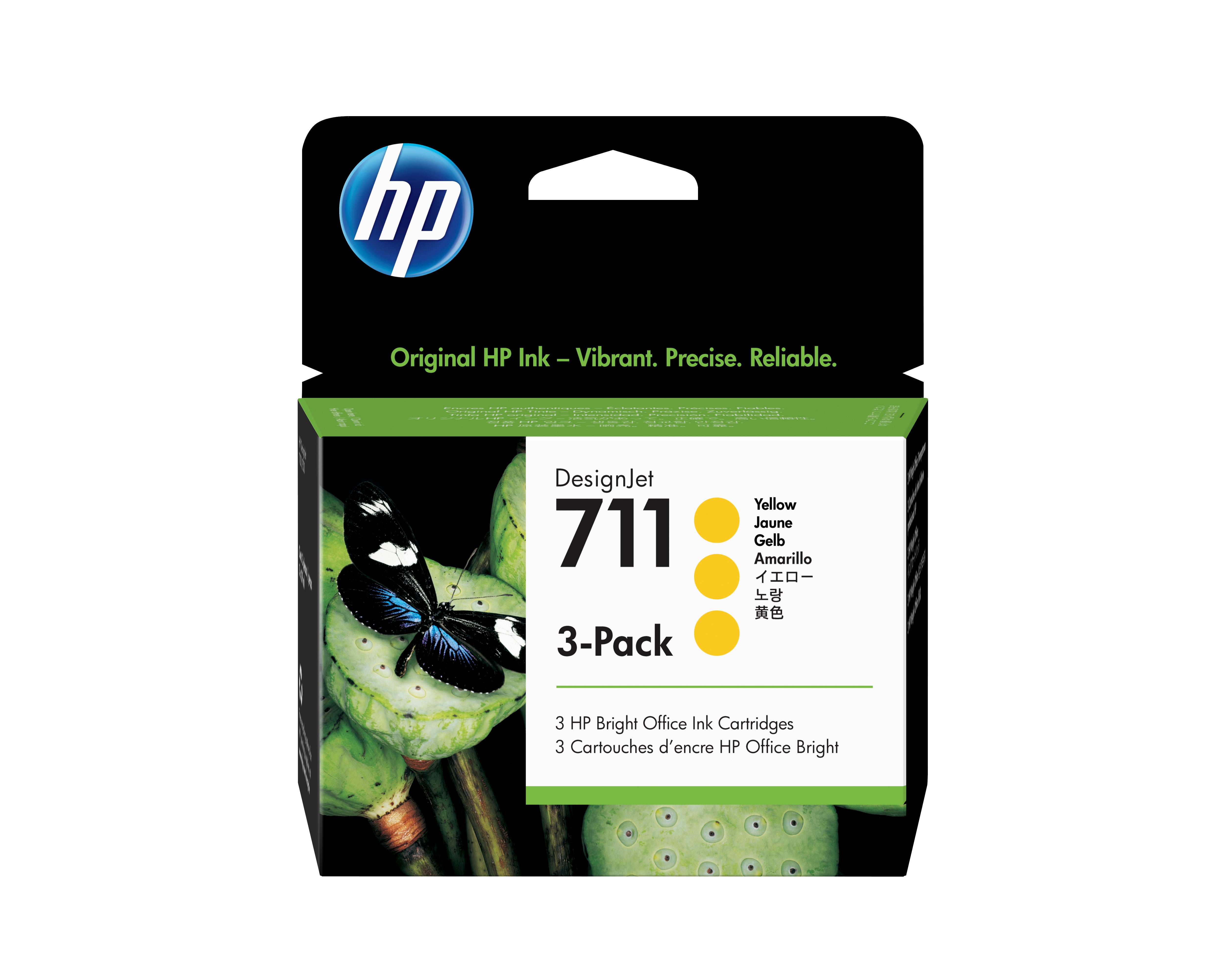 HP 711 - 29ml (CZ136A) Yellow 3-Pack Original Inkjet Cartridge - Cartouches Certifiees