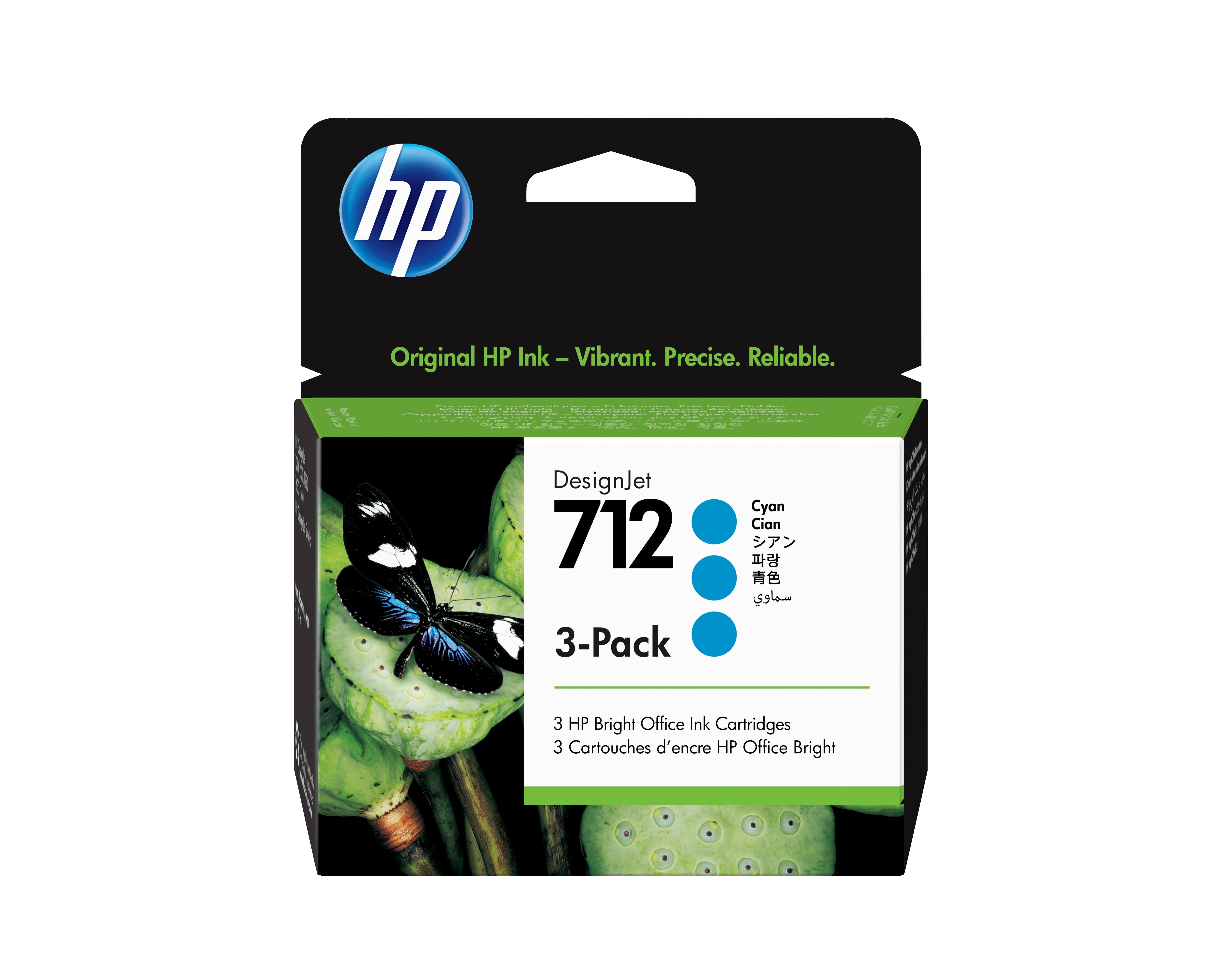 HP 712 - 29ml (3ED77A) Tri Pack Cyan Original Inkjet Cartridge - Cartouches Certifiees