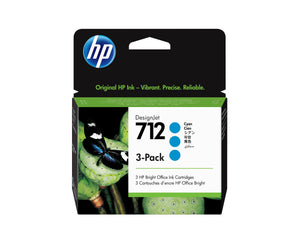 HP 712 - 29ml (3ED77A) Tri Pack Cyan Original Inkjet Cartridge - Cartouches Certifiees